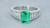Platinum GIA F1 1.80ct Zambian Emerald and Marquise Diamond Ring
