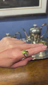 Estate 14K Yellow Gold Peridot & Diamond Band Ring Size 8
