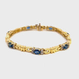 Estate 18K Yellow Gold Sapphire & 0.70 TCW Diamond Tennis Bracelet