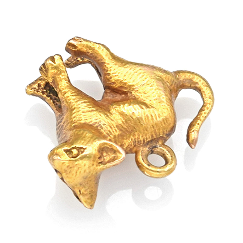 Vintage 14K Yellow Gold Kitten Cat Charm Pendant