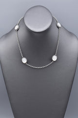 Konstantino Sterling Silver Mother of Pearl Cross Station Toggle Necklace