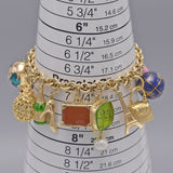 Vintage Tagliamonte, OTC & More 14K & 18K Gold Glass Enamel 17 Charms Bracelet