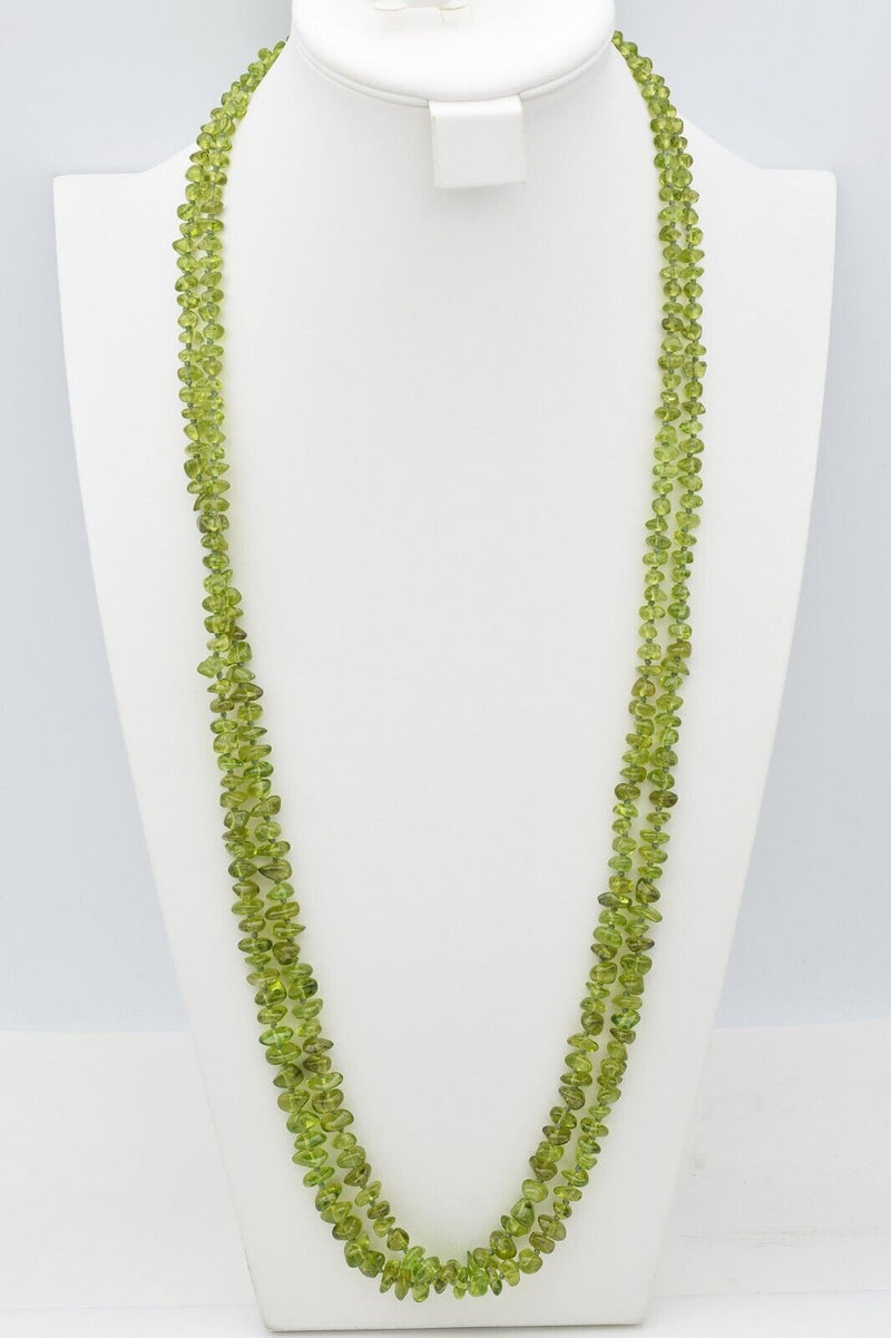 Vintage GUMP'S 14K Yellow Gold Peridot Beaded Strand Bracelet & Necklace Set