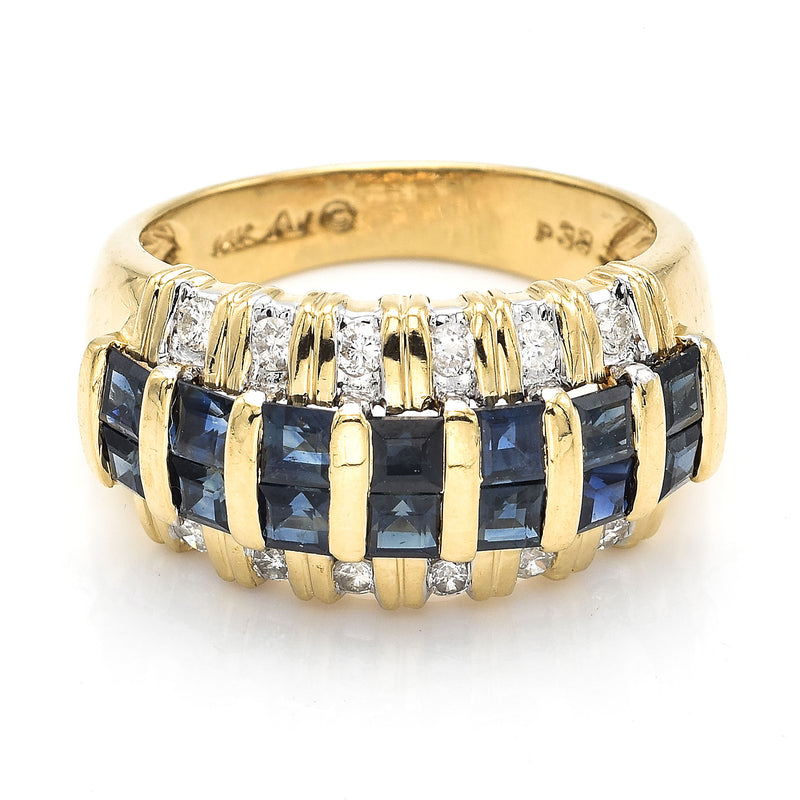 Alwand Vahan 14K Yellow Gold Sapphire & 0.38 TCW Diamond Band Ring