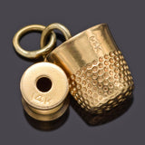 Vintage 14K Yellow Gold Thimble & Thread Spool Sewing Charm Pendant