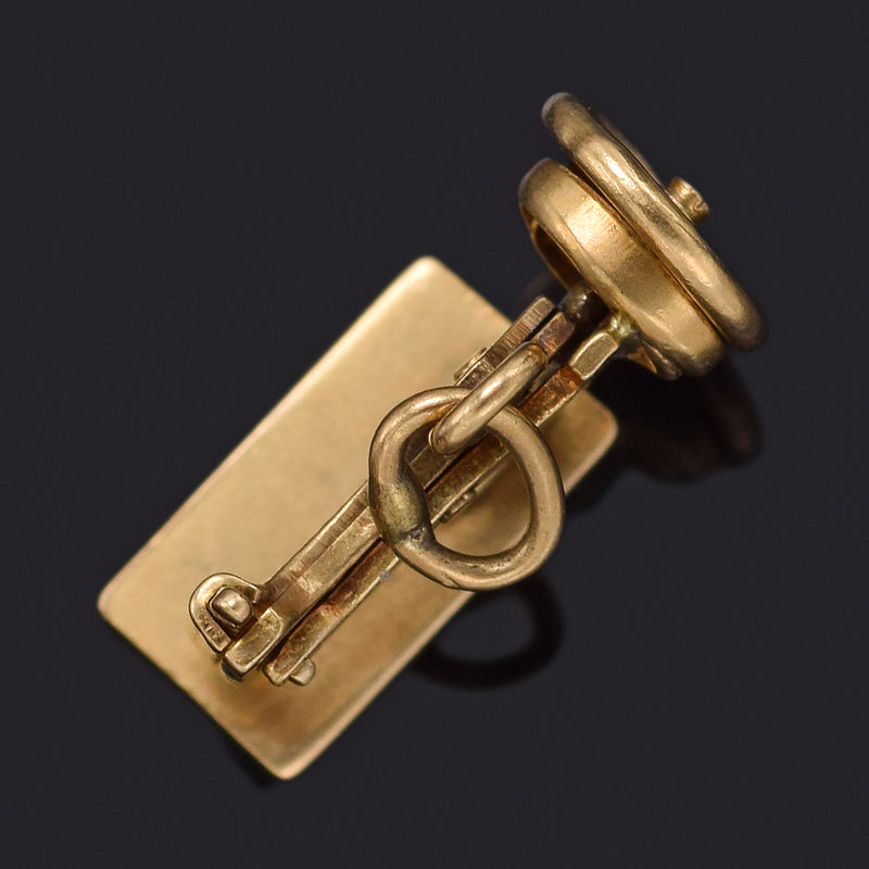 Vintage 14K Yellow Gold Sewing Machine Charm Pendant