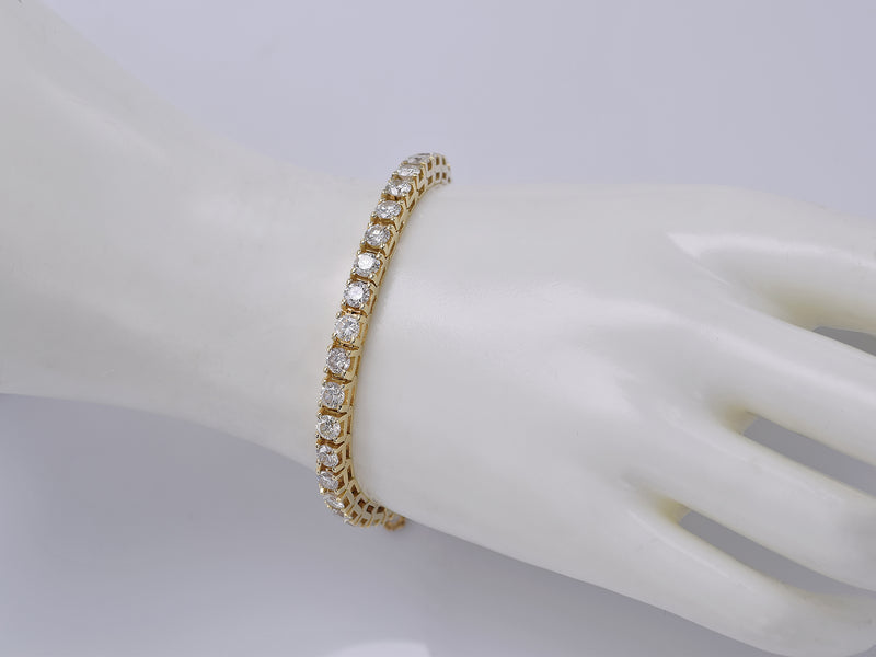 Vintage 14K Yellow Gold 10.08 TCW Diamond Tennis Bracelet