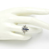 Vintage 14K White Gold Sapphire & Diamond Butterfly Bug Band Ring