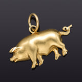 Vintage 14K Yellow Gold Pig Charm Pendant 2.4 Grams