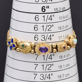 Vintage Museum Company 14K Yellow Gold Multi-Stone & Diamond Enamel Slide Bracelet 14.8 Gr
