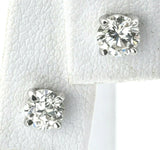 Vintage 14K White Gold 0.84 TCW Diamond Round Solitaire Stud Earrings