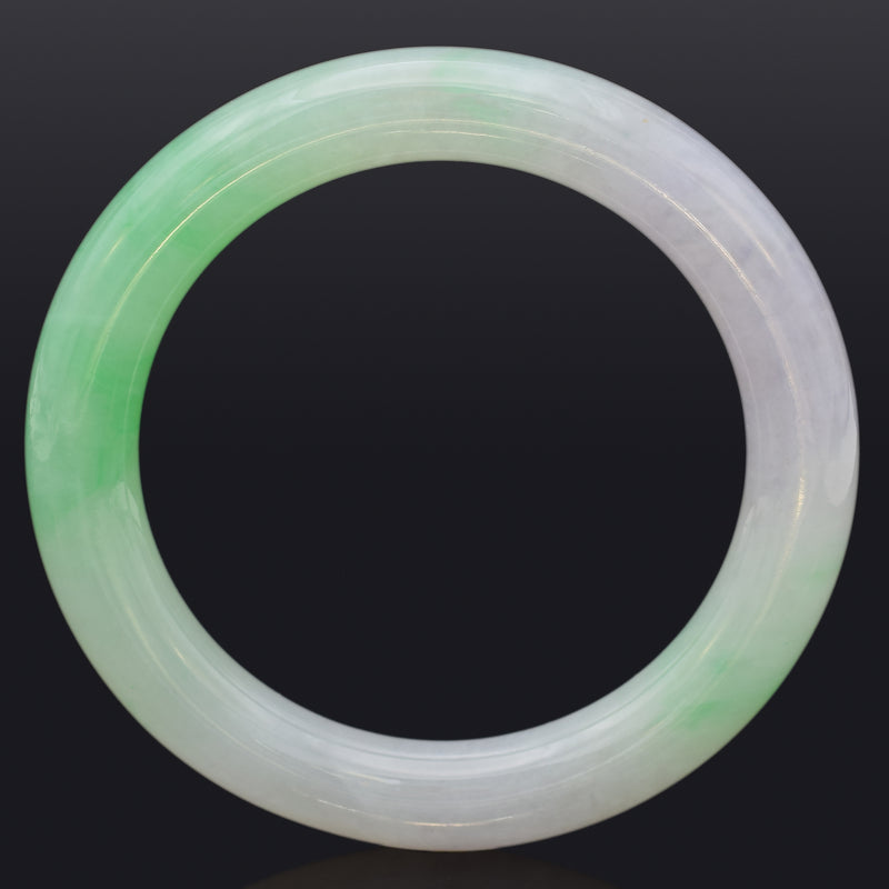 GIA Cert Translucent Variegated Natural Green & Purple Jadeite Jade Bangle Bracelet