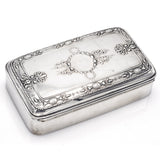 Antique Victorian Sterling Silver Etched Cigar Case Holder Box