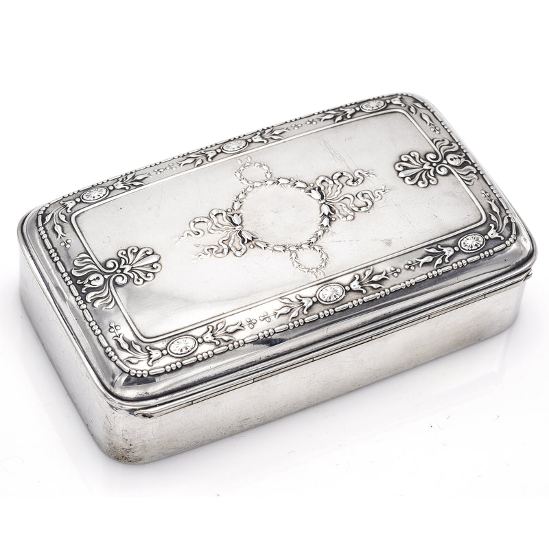 Antique Victorian Sterling Silver Etched Cigar Case Holder Box