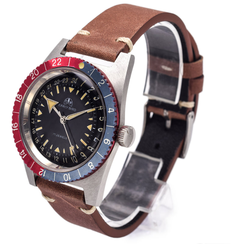 Vintage Ollech & Wajs Early Bird 20 ATM 17Jewels Hand Wind Men's Dive Watch 37 mm