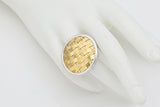 John Hardy Sterling Silver & 22K Yellow Gold Bedeg Basketweave Cocktail Ring