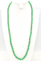 Vintage 14K Yellow Gold Apple Green Chrysoprase Long Beaded Strand Necklace 34"