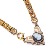 Antique Victorian 12K Gold Filled Onyx Cameo Pendant Necklace
