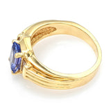 Vintage 14K Yellow Gold Tanzanite & Diamond Band Ring