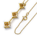 Vintage 14K Yellow Gold 1.08 TCW Diamond Square Bar Journey Pendant Necklace