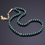 Vintage 18K Yellow Gold Malachite Prayer Beads 80.1 Grams
