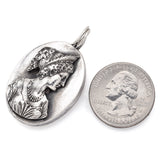 Vintage Henryk Winograd HW 999 Fine Silver Repoussé Woman Maiden Pendant