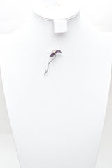 Vintage 14K White Gold Sea Pearl, Pink Sapphire & Diamond Floral Brooch Pin
