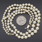 Vintage Platinum & 14K Gold Sea Pearl & 0.68 TCW Diamond Beaded Strand Necklace