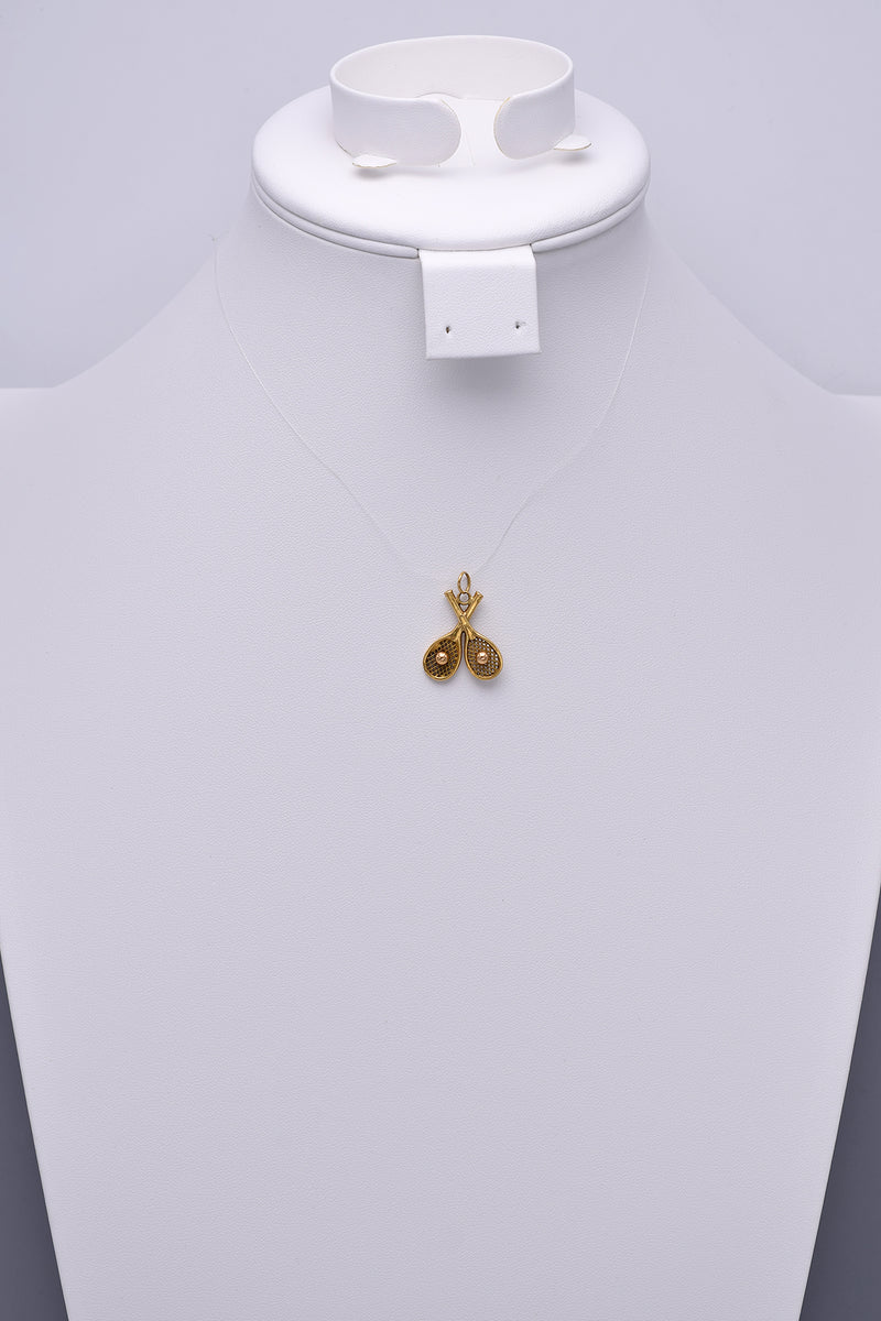 Vintage 18K Yellow Gold Tennis Charm Pendant