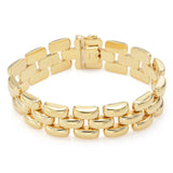Estate 18K Yellow Gold 3-Row 18.5 mm Panther Chain Chunky Bracelet + Case