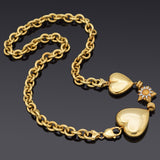 Vintage 18K Yellow Gold Heart, Sun & Star Diamond Cable Necklace