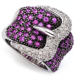 Vintage 18K White Gold Ruby & 0.50TCW Diamond Buckle Cluster Cocktail Ring