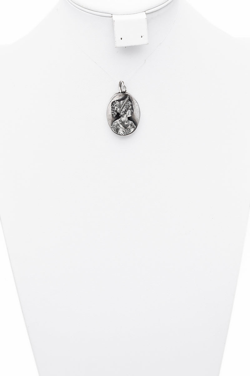 Vintage Henryk Winograd HW 999 Fine Silver Repoussé Woman Maiden Pendant