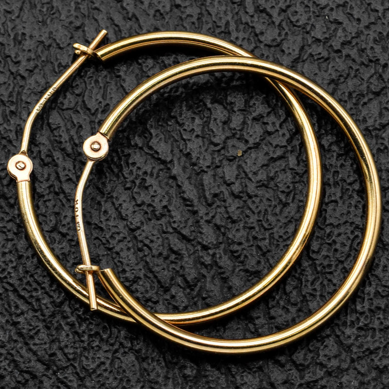 Vintage 10K Yellow Gold 1.6 mm Hoop Earrings