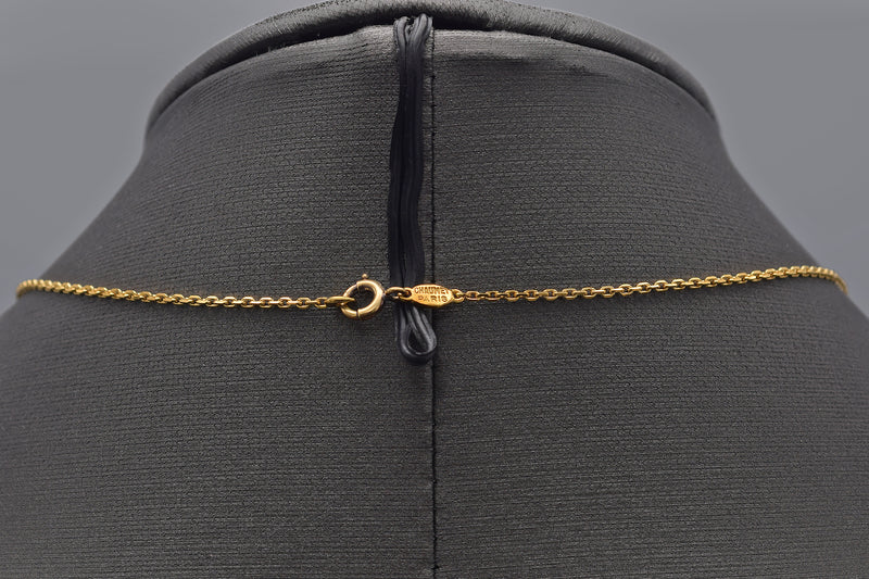 Chaumet 18K Yellow Gold Diamond Pendant Necklace E VS-1 + Box