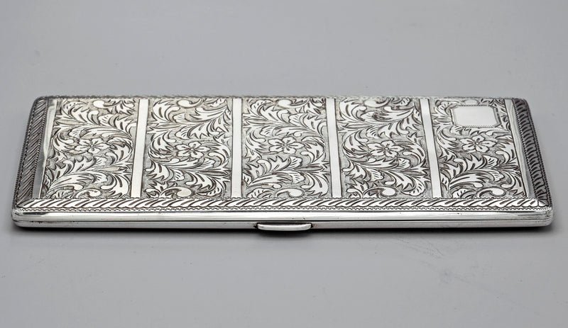 Vintage Japanese Sterling Silver Etched Cigarette Case Holder Box 179.5 Grams