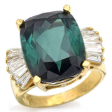 Vintage PacG 14K Gold 14.37Ct Green Tourmaline & 1.08TCW Diamond Cocktail Ring