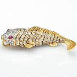 Vintage 18K Yellow Gold 2.25 TCW Diamond & Ruby Movable Koi Fish Pendant