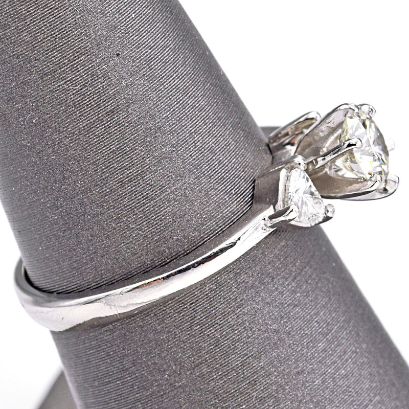 Estate Platinum 0.56 Ct Diamond Three-Stone Band Ring 4.6 Grams Size 6.25 F/G VS-1