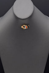 Asch Grossbardt 14K Yellow Gold Multi-Stone Inlay & Diamond Fish Brooch Pin