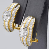 Vintage 18K Yellow Gold 3.88 TCW Diamond Omega Back Earrings