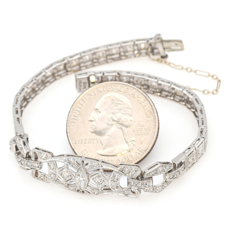 Antique Platinum 1.81 TCW Diamond Art Deco Tennis Bracelet