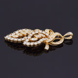 Vintage 18K Yellow Gold 1.85 TCW Diamond Leaf Pendant F/G VS
