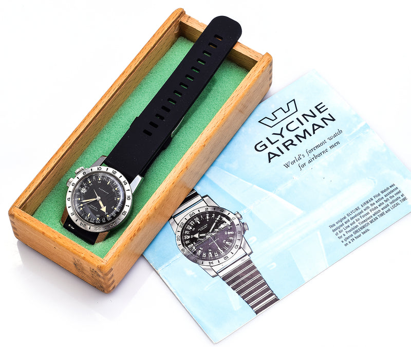 Vintage Glycine Airman 1960's Automatic Men's Date Watch Ref. 314050 Box Papers