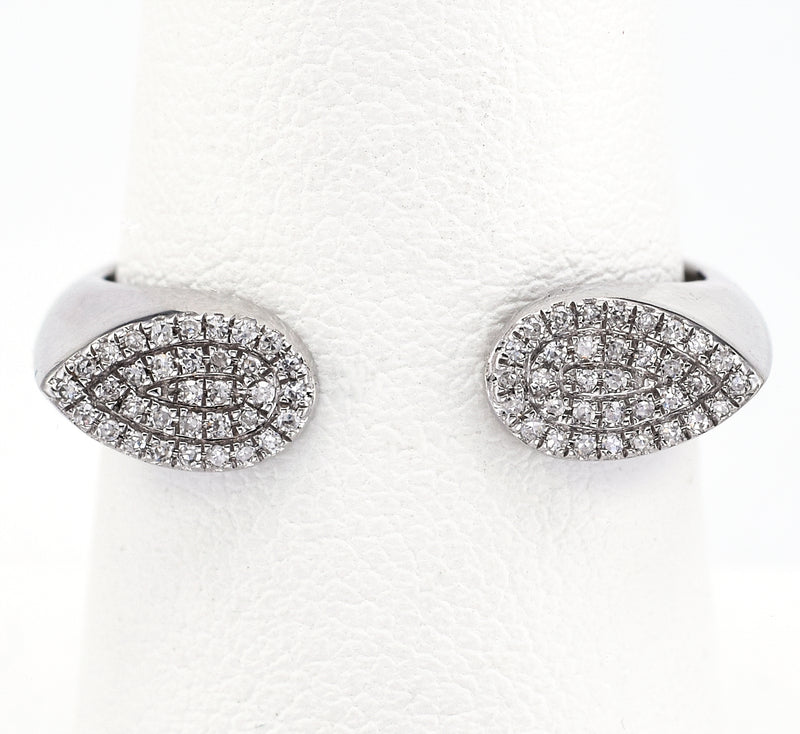 Estate 14K White Gold Pavé Diamond Open Band Ring