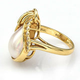 Vintage 18K Yellow Gold Mabe Pearl & 0.55 TCW Diamond Cocktail Ring