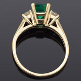 Vintage 14K Yellow Gold 1.65 Ct Emerald & Diamond Band Ring 3.2 Grams Size 5.5