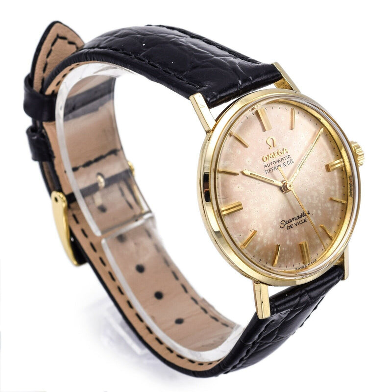 Vintage Tiffany & Co Omega Seamaster De Ville 14K Solid Gold Automatic Men's Watch