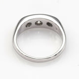 Vintage 14K White Gold 0.78 TCW Diamond Three-Stone Band Ring G/H