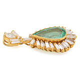 Vintage 18K Yellow Gold 2.35 Ct Emerald & 2.22 TCW Diamond Pear Pendant